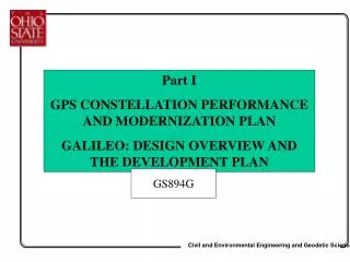 Part I GPS CONSTELLATION PERFORMANCE AND MODERNIZATION PLAN