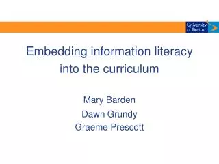 Embedding information literacy into the curriculum