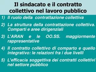 il sindacato e il contratto collettivo nel lavoro pubblico