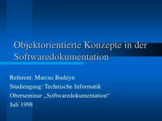 objektorientierte konzepte in der softwaredokumentation