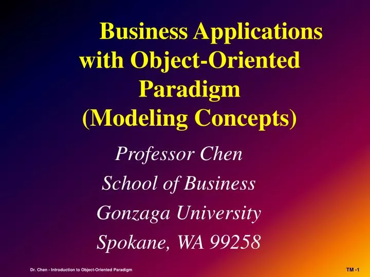 business applications with object oriented paradigm modeling concepts