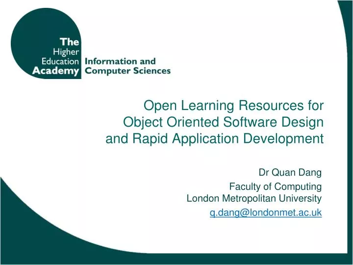 open learning resources for object oriented software design and rapid application development