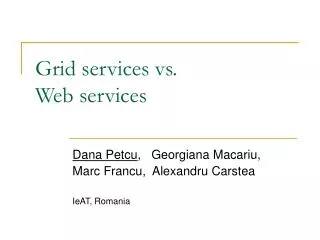 Grid services vs. Web services