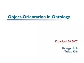 Object-Orientation in Ontology