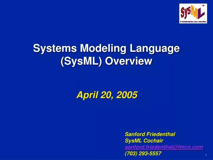 systems modeling language sysml overview