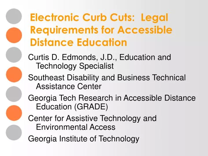 electronic curb cuts legal requirements for accessible distance education
