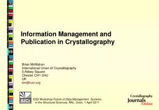 Information Management and Publication in Crystallography