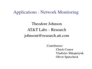 Applications : Network Monitoring