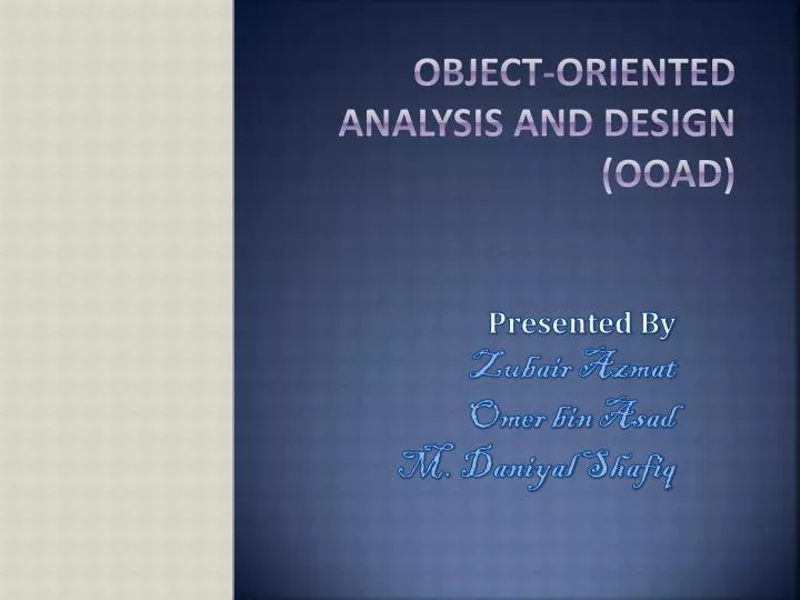 object oriented analysis and design ooad