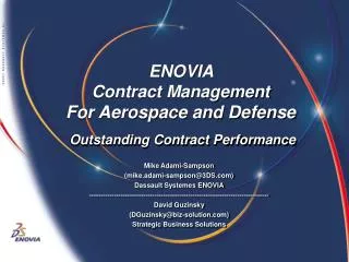 Outstanding Contract Performance