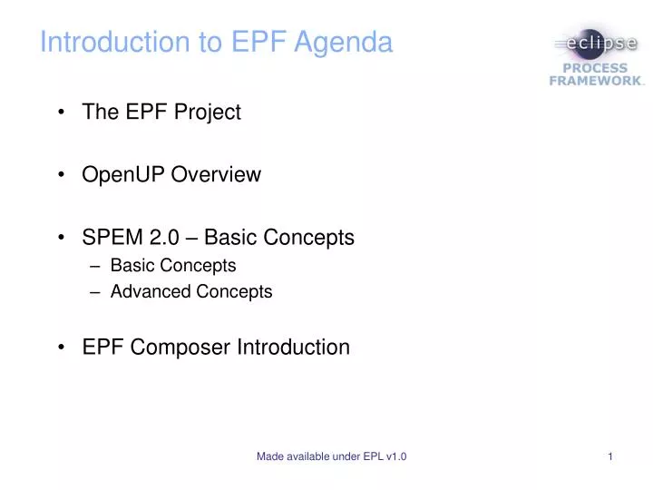 introduction to epf agenda