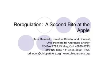 Reregulation: A Second Bite at the Apple