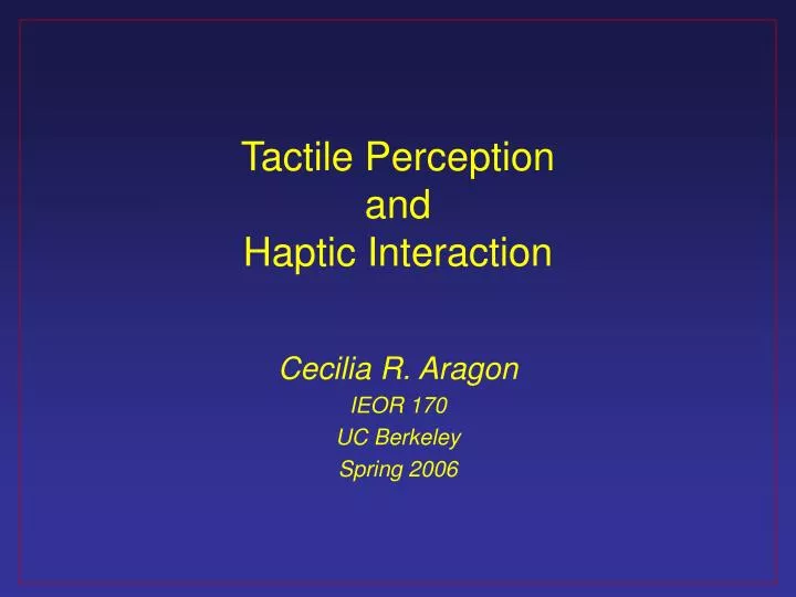 tactile perception and haptic interaction