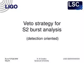 Veto strategy for S2 burst analysis
