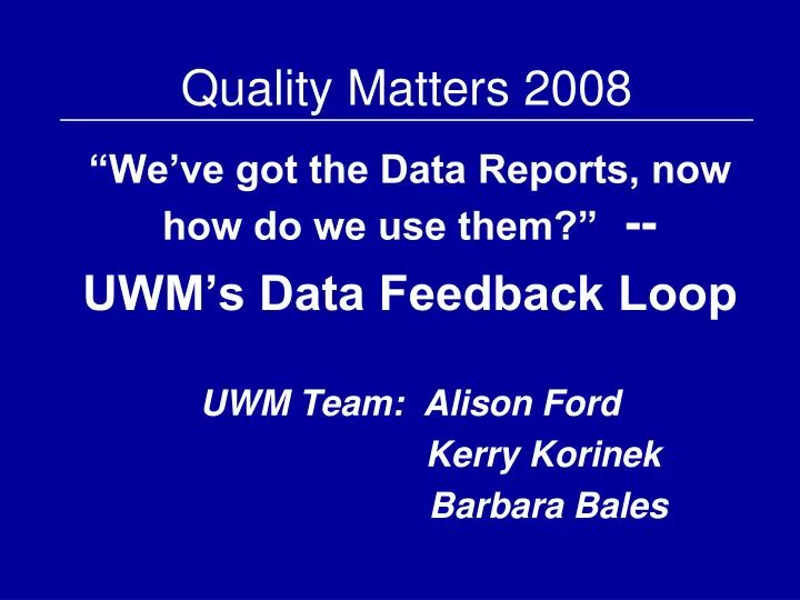 quality matters 2008