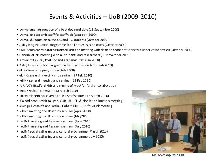 events activities uob 2009 2010