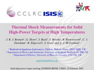 Thermal Shock Measurements for Solid High-Power Targets at High Temperatures