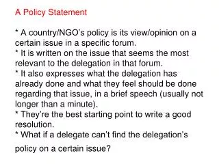 An example: Policy Statement