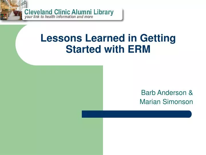lessons learned in getting started with erm