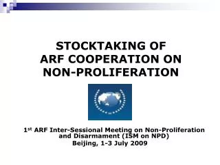 STOCKTAKING OF ARF COOPERATION ON NON-PROLIFERATION