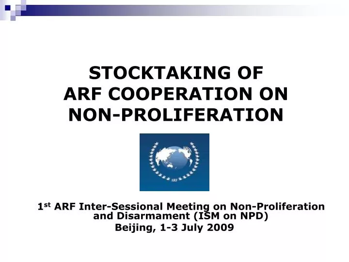 stocktaking of arf cooperation on non proliferation