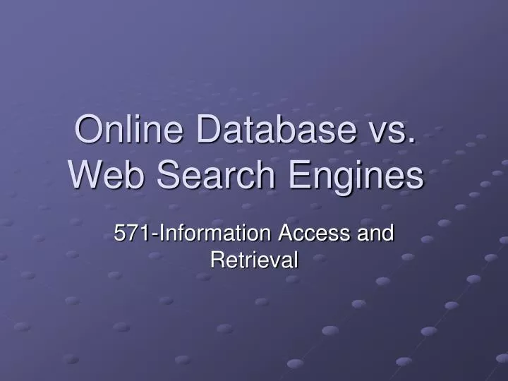 online database vs web search engines