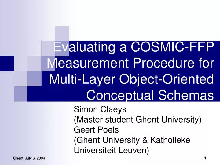 evaluating a cosmic ffp measurement procedure for multi layer object oriented conceptual schemas