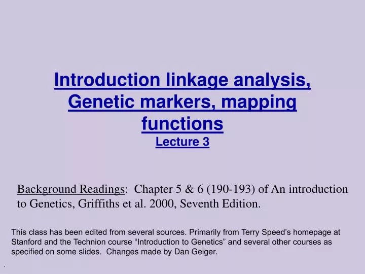 introduction linkage analysis genetic markers mapping functions lecture 3