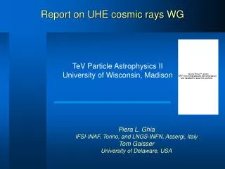 Report on UHE cosmic rays WG