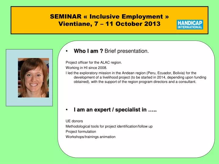 seminar inclusive employment vientiane 7 11 october 2013
