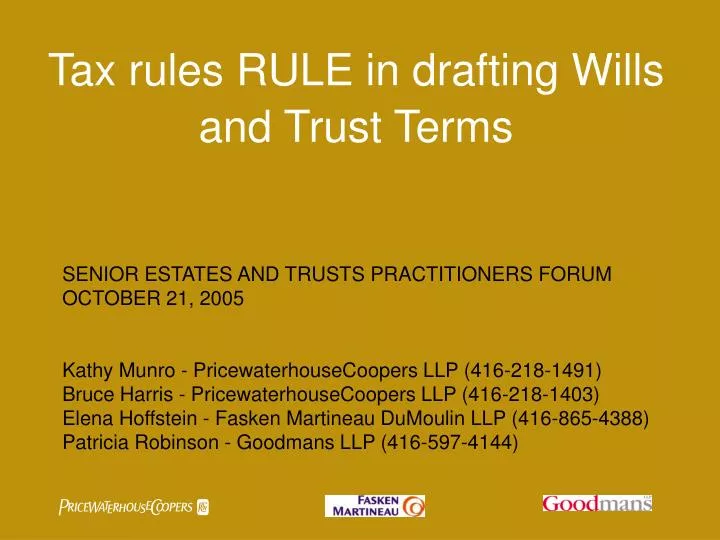 tax rules rule in drafting wills and trust terms