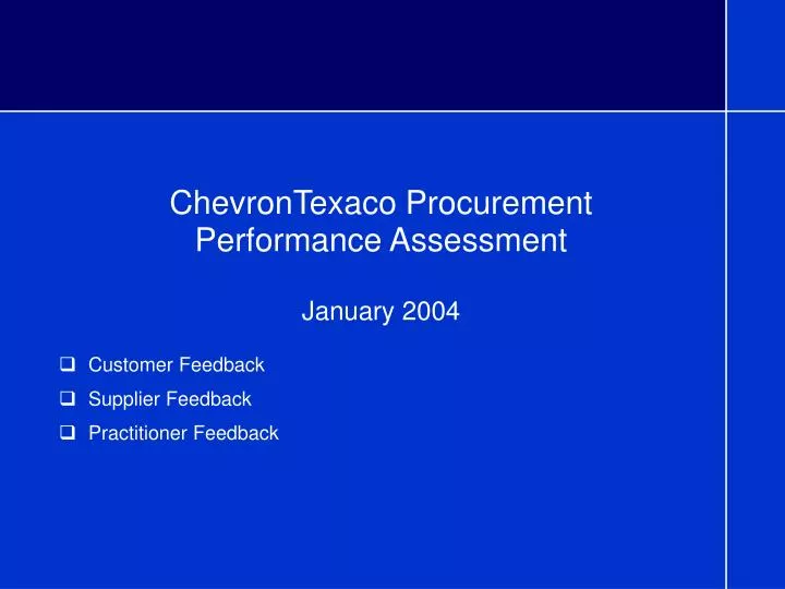 chevrontexaco procurement performance assessment january 2004