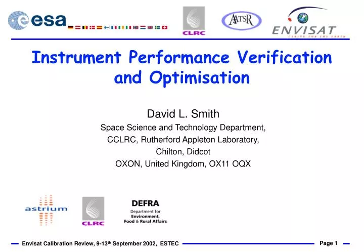 instrument performance verification and optimisation