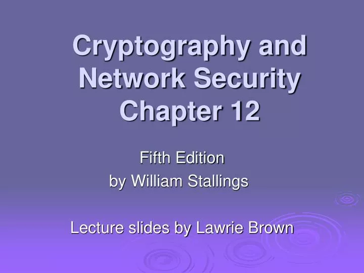 cryptography and network security chapter 12