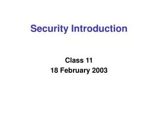 Security Introduction