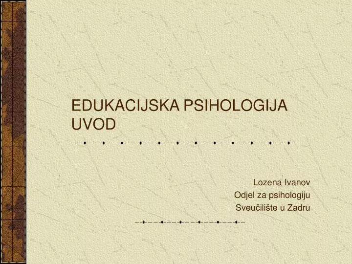 edukacijska psihologija uvod