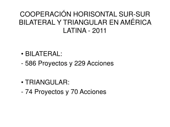 cooperaci n horisontal sur sur bilateral y triangular en am rica latina 2011