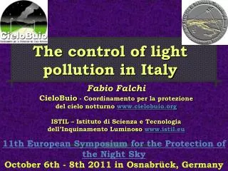 The control of light pollution in Italy