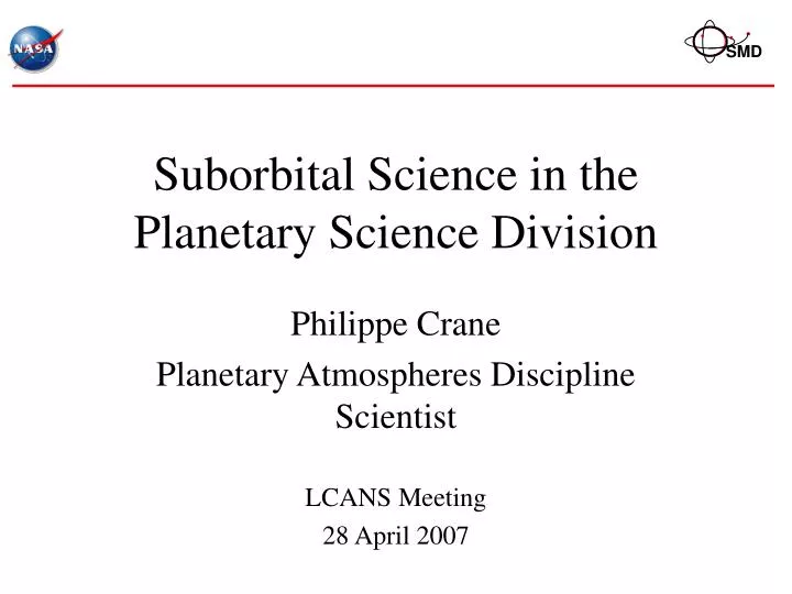 suborbital science in the planetary science division