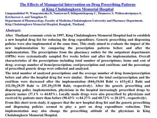 The Effects of Managerial Intervention on Drug Prescribing Patterns