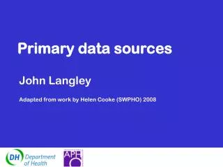 Primary data sources