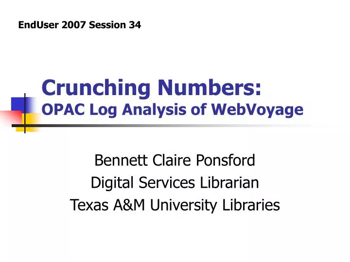crunching numbers opac log analysis of webvoyage