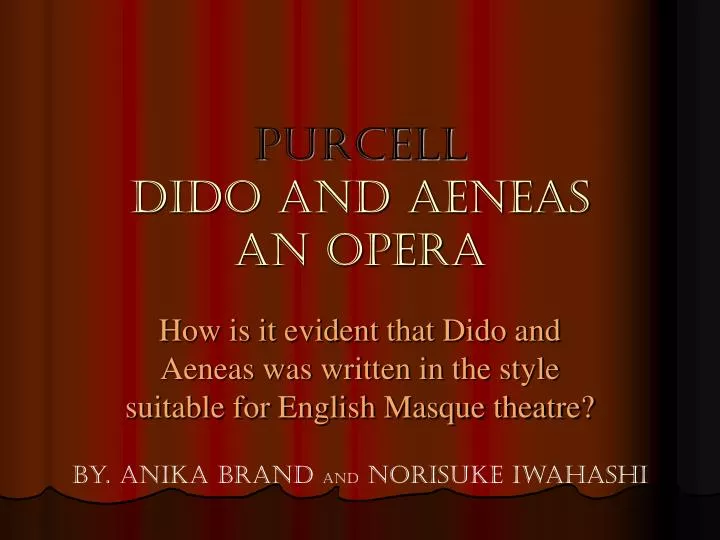 purcell dido and aeneas an opera