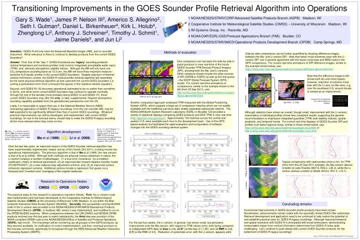 transitioning improvements in the goes sounder profile retrieval algorithm into operations