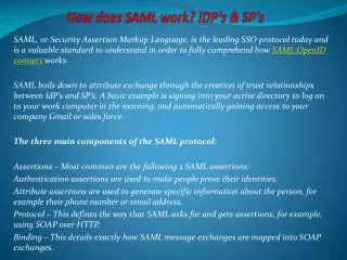 how does saml work idp s sp s
