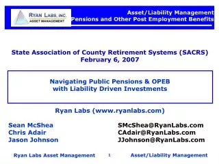 Asset/Liability Management Pensions and Other Post Employment Benefits