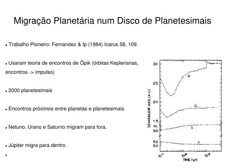 migra o planet ria num disco de planetesimais