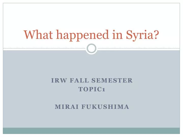 what happened in syria