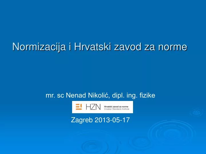 normizacija i hrvatski zavod za norme