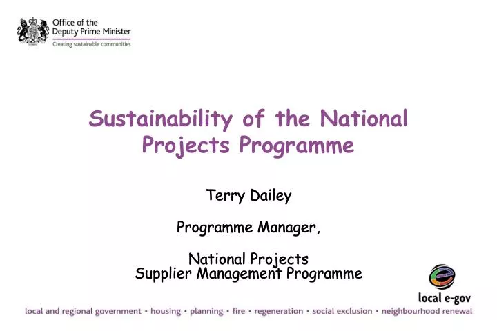 sustainability of the national projects programme